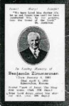 Prayer card of Benjamin Zimmerman in English